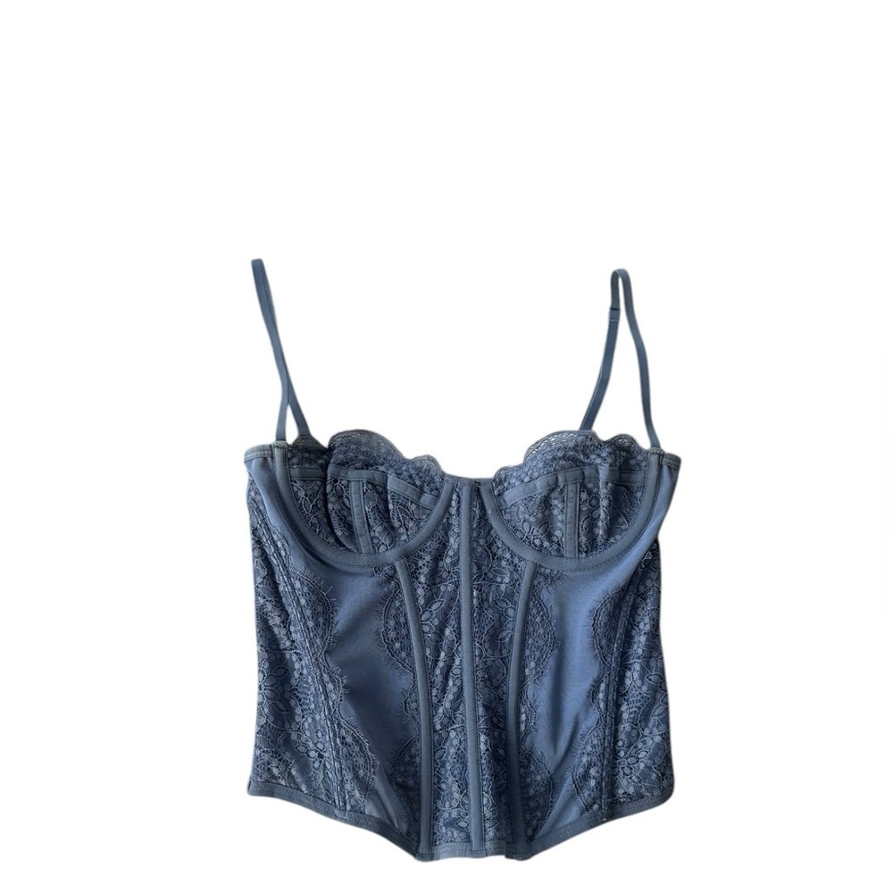 Out From Under Modern Love Corset Urban Outfitters lace blue lingerie size small - Picture 3 of 6